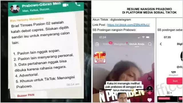 Viral di Tiktok, Screenshot Grup WA Instruksikan Buzzer Tangisi Prabowo, Ini Kata Jubir 1 Instruksikan Buzzer Tangisi Prabowo