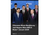 Indonesia Resmi Jadi Negara Mitra BRICS, Berlaku Mulai 1 Januari 2025
