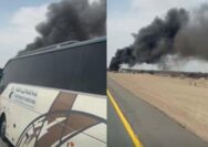 Tragedi Mengerikan! Bus Jemaah Umrah Indonesia Kecelakaan di Jeddah, Terbalik dan Terbakar