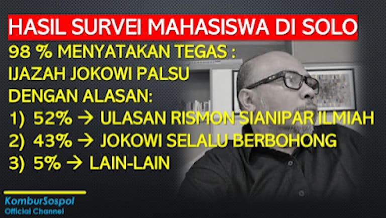 Hasil Survei Kampus Ini Bikin Kaget! Mahasiswa Kompak Sebut Ijazah Jokowi Palsu 1 Hasil Survei Kampus Ini Bikin Kaget! Mahasiswa Kompak Sebut Ijazah Jokowi Palsu